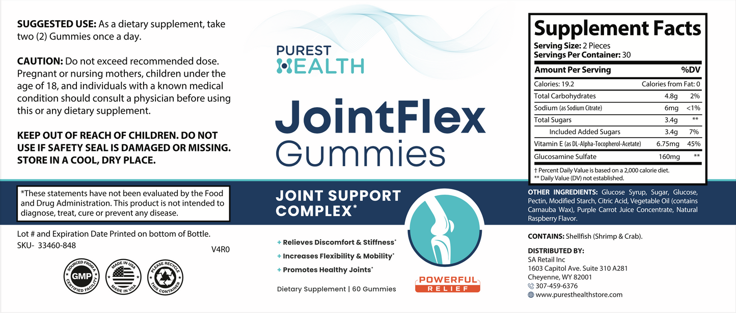 Buy 1, Get 3 Free Purest Health JointFlex Gummies